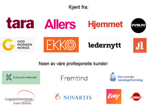 Kjent fra Tara, Allers, Hjemmet, God Morgen Norge, EKKO, Ledernytt og flere